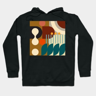 Modern Abstract Geometric Pattern Bauhaus Doodle Orange Gold Rust Style Hoodie